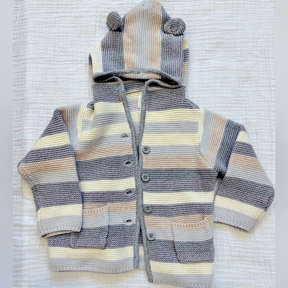 Baby Gap knit bear ear cardigan